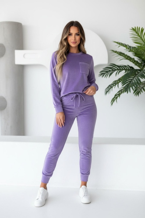 Welurowy komplet dresowy NATANIEL jasna orchidea | kieszonka I one size