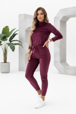 Welurowy komplet dresowy NATANIEL śliwka | kieszonka I one size