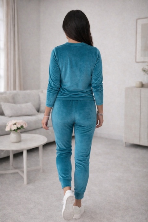 Welurowy komplet dresowy NATANIEL turkus | kieszonka I one size