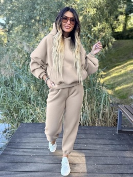 Bawełniany komplet dresowy z kapturem ROBINN I BEŻ | one size