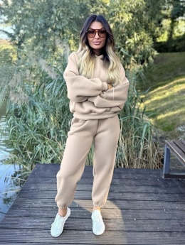 Bawełniany komplet dresowy z kapturem ROBINN I BEŻ | one size