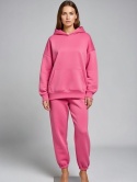 Bawełniany komplet dresowy z kapturem ROBINN I FUKSJA | one size