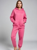 Bawełniany komplet dresowy z kapturem ROBINN I FUKSJA | one size