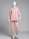 Bawełniany komplet dresowy z kapturem ROBINN I PUDROWY RÓŻ | one size