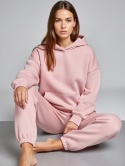 Bawełniany komplet dresowy z kapturem ROBINN I PUDROWY RÓŻ | one size