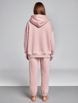 Bawełniany komplet dresowy z kapturem ROBINN I PUDROWY RÓŻ | one size