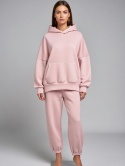Bawełniany komplet dresowy z kapturem ROBINN I PUDROWY RÓŻ | one size