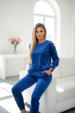Welurowy komplet dresowy LA MER | chaber | napy | bluza,spodnie | one size