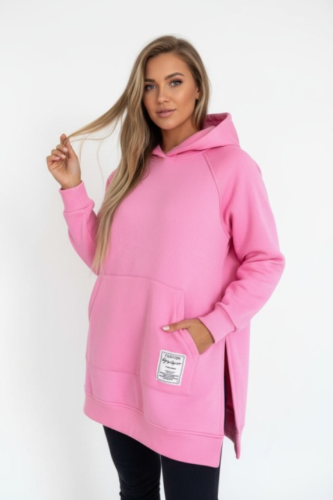 Gruba ocieplana bluza CABO | cukierkowy róż | one size | polski produkt