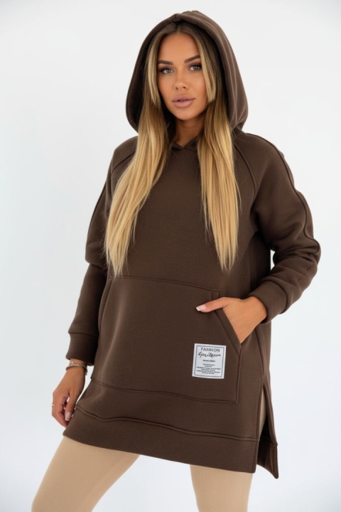 Gruba ocieplana bluza CABO | czekoladowy | one size | polski produkt