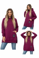 Gruba ocieplana bluza CABO | śliwka | one size | polski produkt