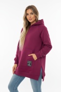 Gruba ocieplana bluza CABO | śliwka | one size | polski produkt