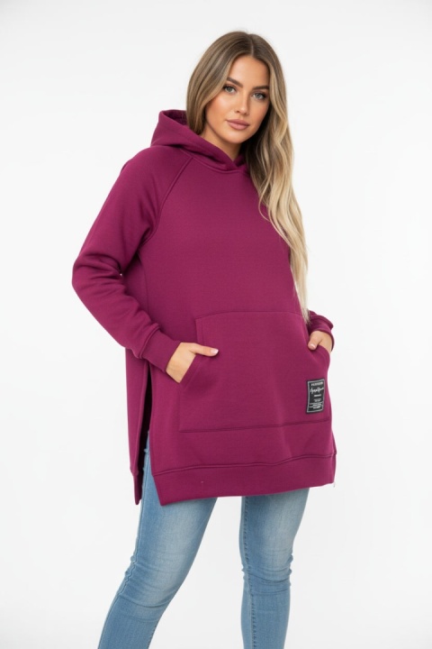 Gruba ocieplana bluza CABO | śliwka | one size | polski produkt