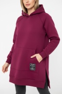 Gruba ocieplana bluza CABO | śliwka | one size | polski produkt