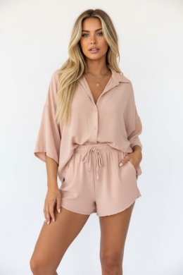 Oversize'owy komplet GIUSEPPE | wiosenno / letni | pudrowy róż | rozmiar uniwersalny