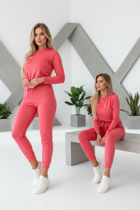 Welurowy komplet dresowy NATANIEL | malina | kieszonka I one size