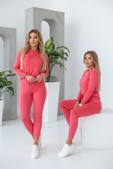 Welurowy komplet dresowy NATANIEL | malina | kieszonka I one size