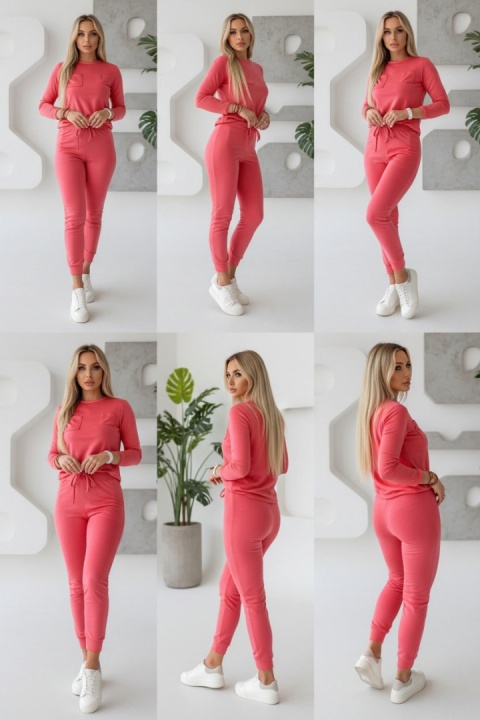 Welurowy komplet dresowy NATANIEL | malina | kieszonka I one size