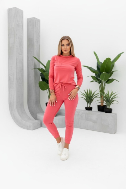 Welurowy komplet dresowy NATANIEL | malina | kieszonka I one size