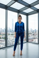 Welurowy komplet dresowy TIGUAN | niebieski | bluza na suwak | one size