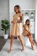Bawełniana sukienka ANKARA | camel | falbany | rozmiar uniwersalny