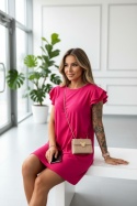 Bawełniana sukienka ANKARA | fuksja | falbany | rozmiar uniwersalny
