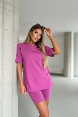 Bawełniany komplet ROSS | jagoda | t-shirt+krótkie spodenki | rozmiar uniwersalny