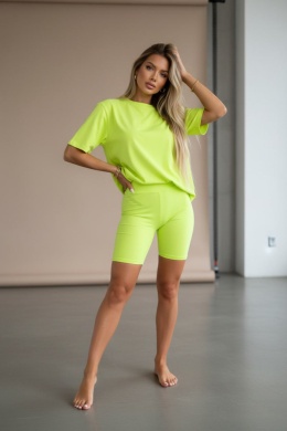 Bawełniany komplet ROSS | neon acid | t-shirt+krótkie spodenki | rozmiar uniwersalny