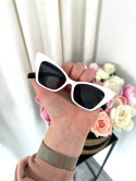 Okulary przeciwsłoneczne AUDREY | białe grube oprawki | kocie oko| 400 UV |