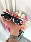 Okulary przeciwsłoneczne AUDREY | białe grube oprawki | kocie oko| 400 UV |