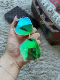 Okulary lustrzanki KIKI | zielone| pilotki | damskie