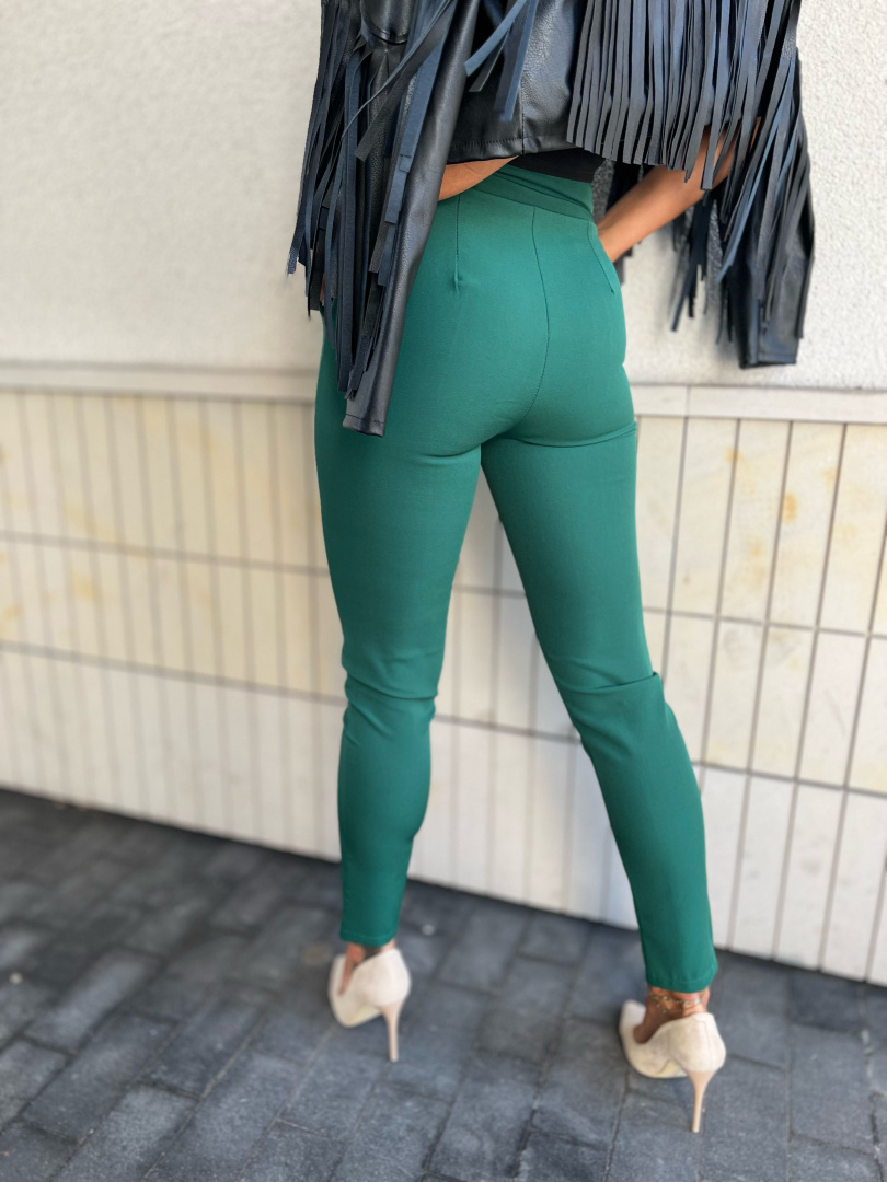Spodnie ELLEGANT | butelkowa zieleń| proste nogawki | one size
