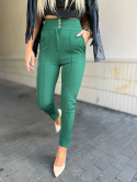 Spodnie ELLEGANT | butelkowa zieleń| proste nogawki | one size