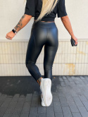 Elastyczne modelujące woskowane legginsy SANDRA | czerń | S/M M/L L/XL