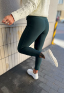 Materiałowe legginsy AURIS | butelkowa zieleń | wysoki stan | S/M M/L XL/XXL