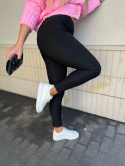 Materiałowe legginsy AURIS | czerń | wysoki stan | S/M M/L XL/XXL