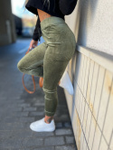 Welurowe spodnie dresowe MICA | khaki | one size