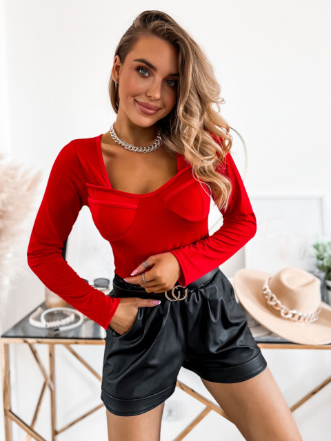 Wiskozowa bluzka RAMONA | czerwień | uszywniany biust | one size