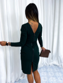 Długa sukienka midi FRANCES I ciemna zieleń | czarny suwak z przodu albo z tylu I one size
