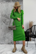 Prążkowana midi sukienka BELEN | jasna zieleń | one size |golf | sukienka 7/8