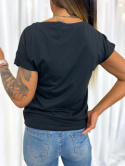 Bawełniany t-shirt MARTIN | czerń | basic | bawełna 95 % | dekolt V | rozmiary