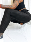 Elastyczne legginsy BOW | CZERŃ | wiązana kokarda | S M L