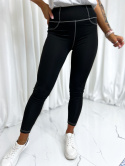 Elastyczne legginsy MARY LOU | czerń | kieszenie | wysoki stan | S/M M/L L/XL XL/XXL
