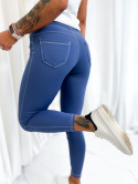 Elastyczne legginsy MARY LOU | niebieski | kieszenie | wysoki stan | S/M M/L L/XL XL/XXL