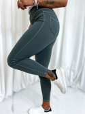 Elastyczne legginsy MARY LOU | zieleń | kieszenie | wysoki stan | S/M M/L L/XL XL/XXL