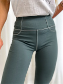 Elastyczne legginsy MARY LOU | zieleń | kieszenie | wysoki stan | S/M M/L L/XL XL/XXL