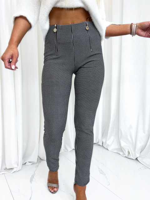 Elastyczne spodnie GAMBIT | pepitka | ozdobne suwaki | M L XL XXL