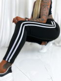 Sportowe legginsy z lampasami SUNSET | czerń | elastyczne | wysoki stan | S/M L/XL