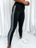 Sportowe legginsy z lampasami SUNSET | czerń | elastyczne | wysoki stan | S/M L/XL
