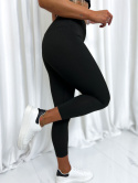 Sportowe legginsy z wysokim stanem DEMI | czerń | gumowana talia | S/M L/XL